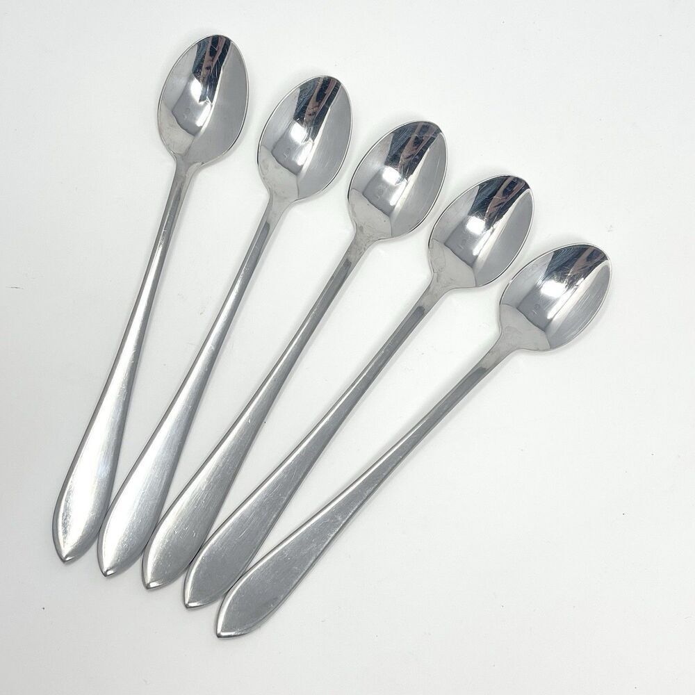 RETRONEU 18/8 Stainless Flatware ROSEANNE Set of 5 Iced Tea Spoons 7”